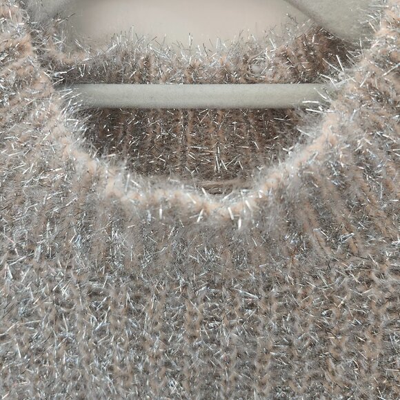 See and Be Seen Silver/Metallic and Tan Sweater Size M - Picture 3 of 8